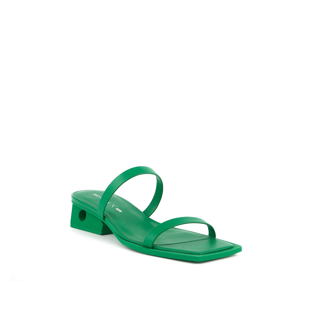 block sandal green angle out view