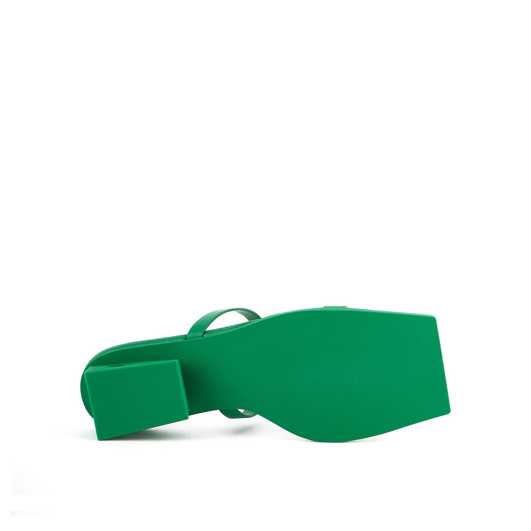 block sandal green bottom view