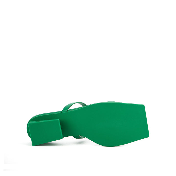 block sandal green bottom view