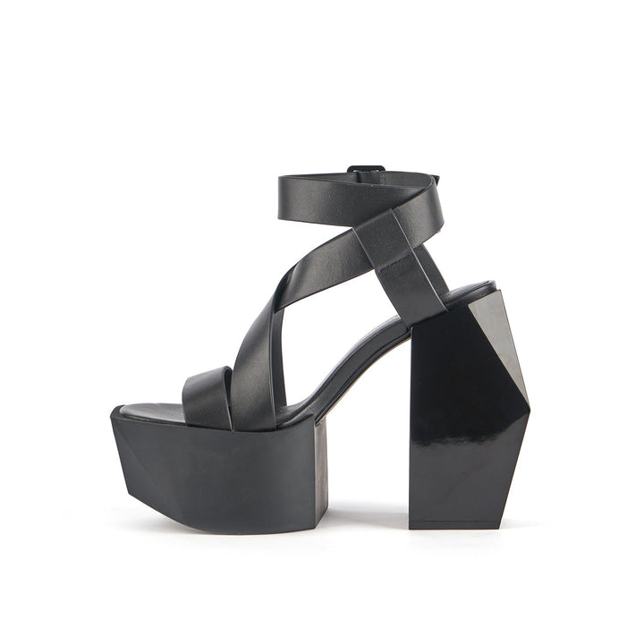 stage sandal black inside view