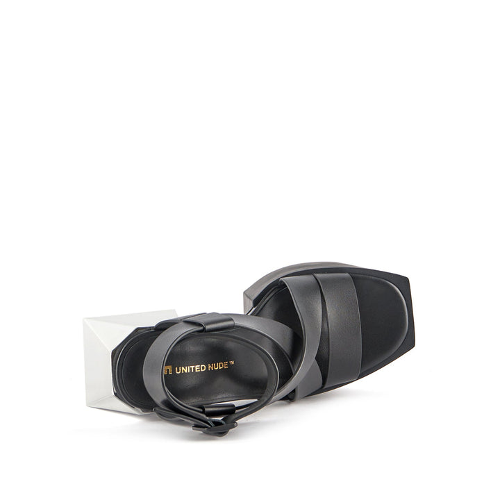 stage sandal black silver top view