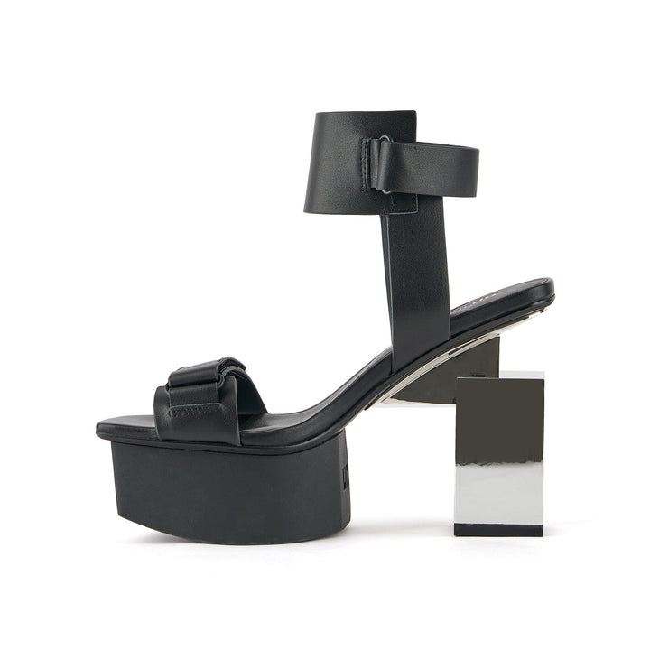 cubist sandal black silver 3 inside view