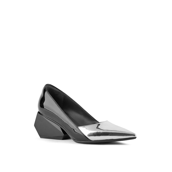 ricky pump mid silver black 2 angle out view