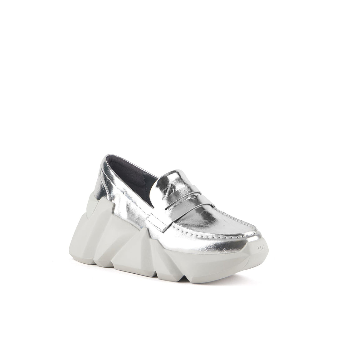 space kick loafer mirror silver 2 angle out view