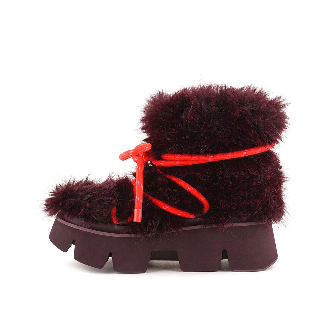 stomper fur boot cherry mix 3 inside