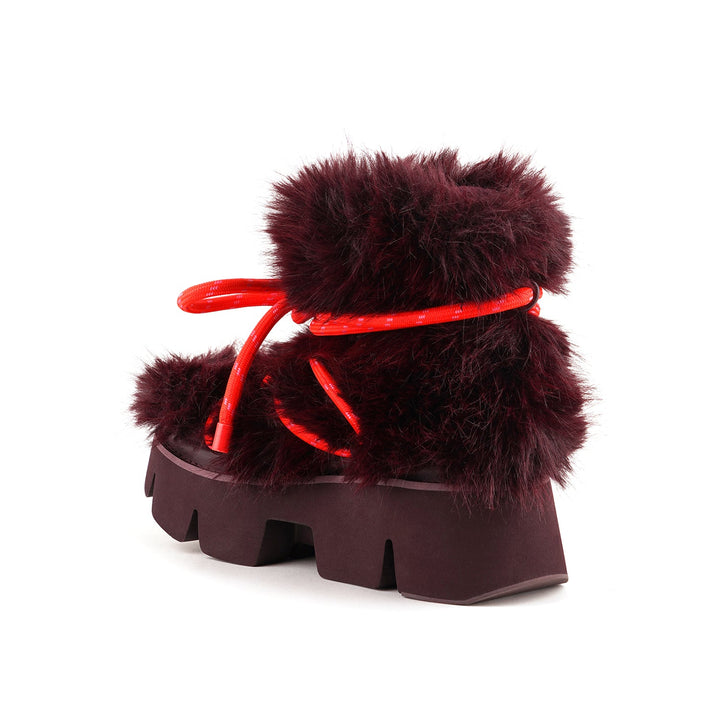 stomper fur boot cherry mix 4 angle in