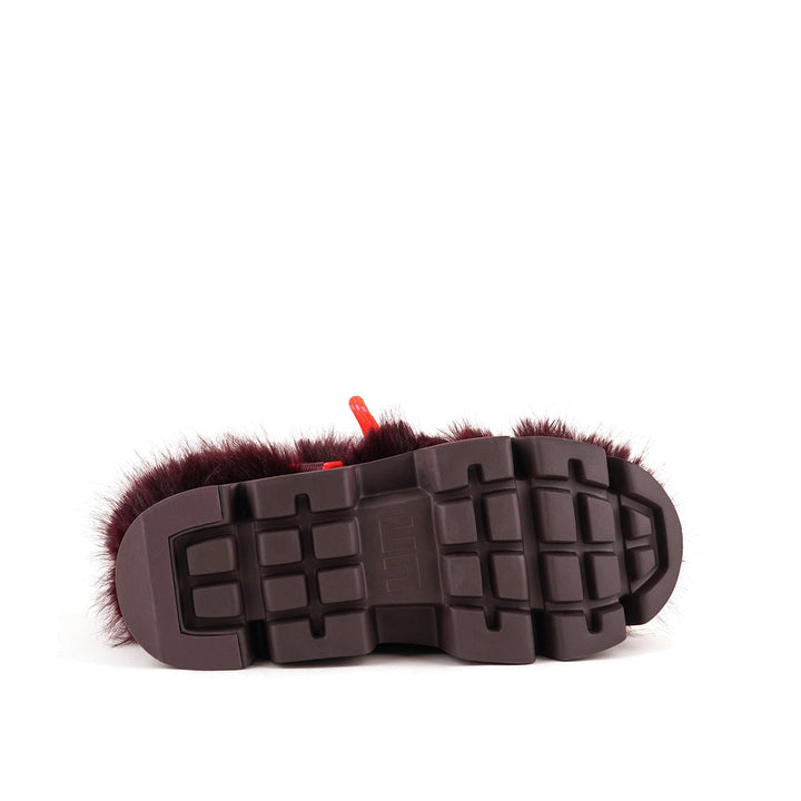 stomper fur boot cherry mix 6 bottom