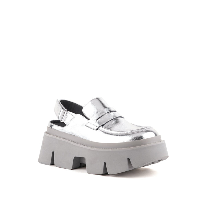 stomper loafer silver 2 angle out